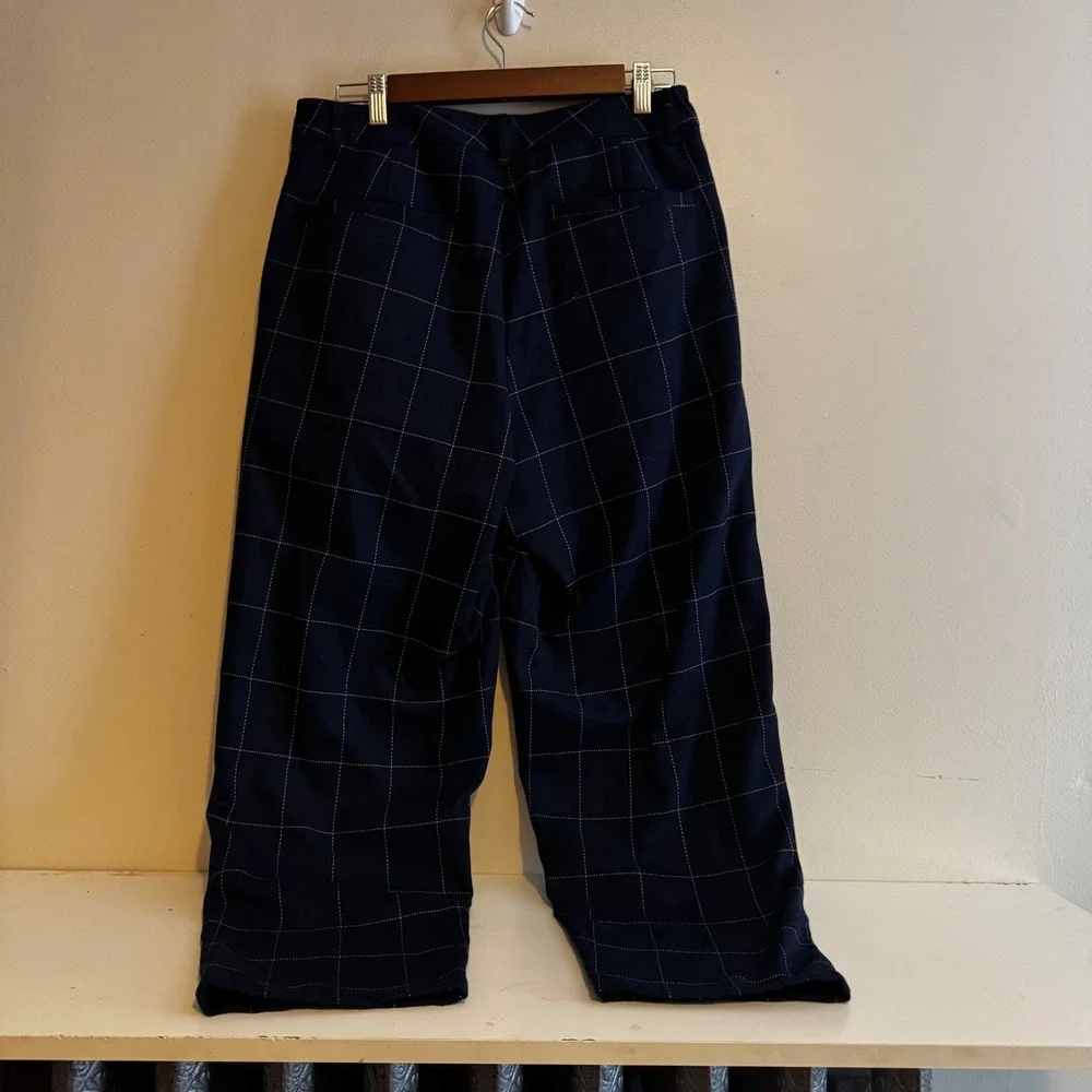 ASOS Men's Navy Windowpane Check Trousers 31x30 Fall Capsule Staples Classic
